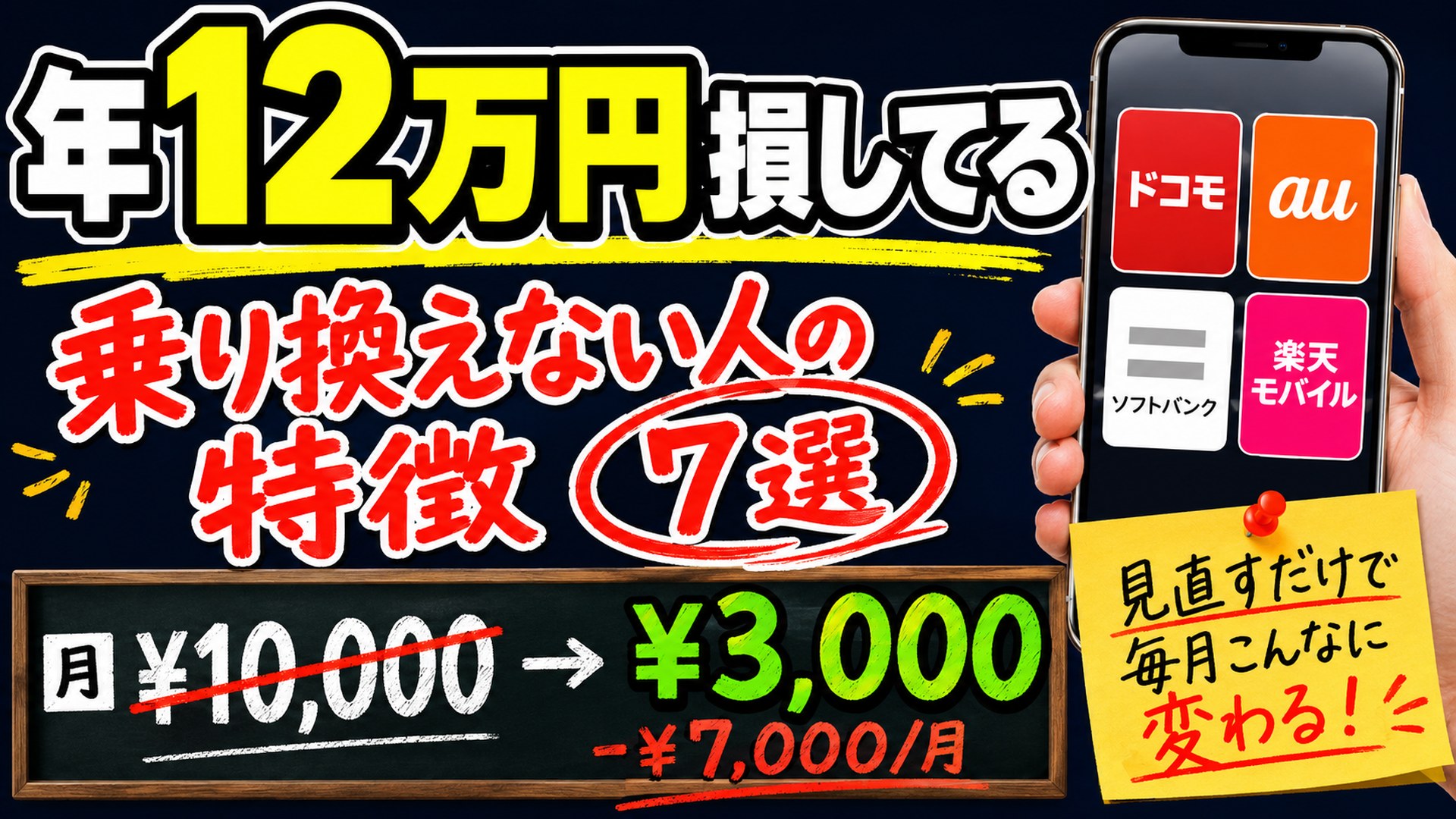 キャリア乗り換えしないと月1万円損してる人7選