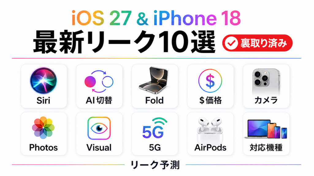 WWDC直前48h iOS 27 iPhone 18 最新リーク10選
