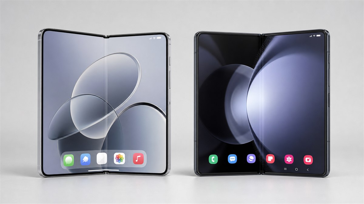 iPhone Fold と Galaxy Z Fold の比較イメージ