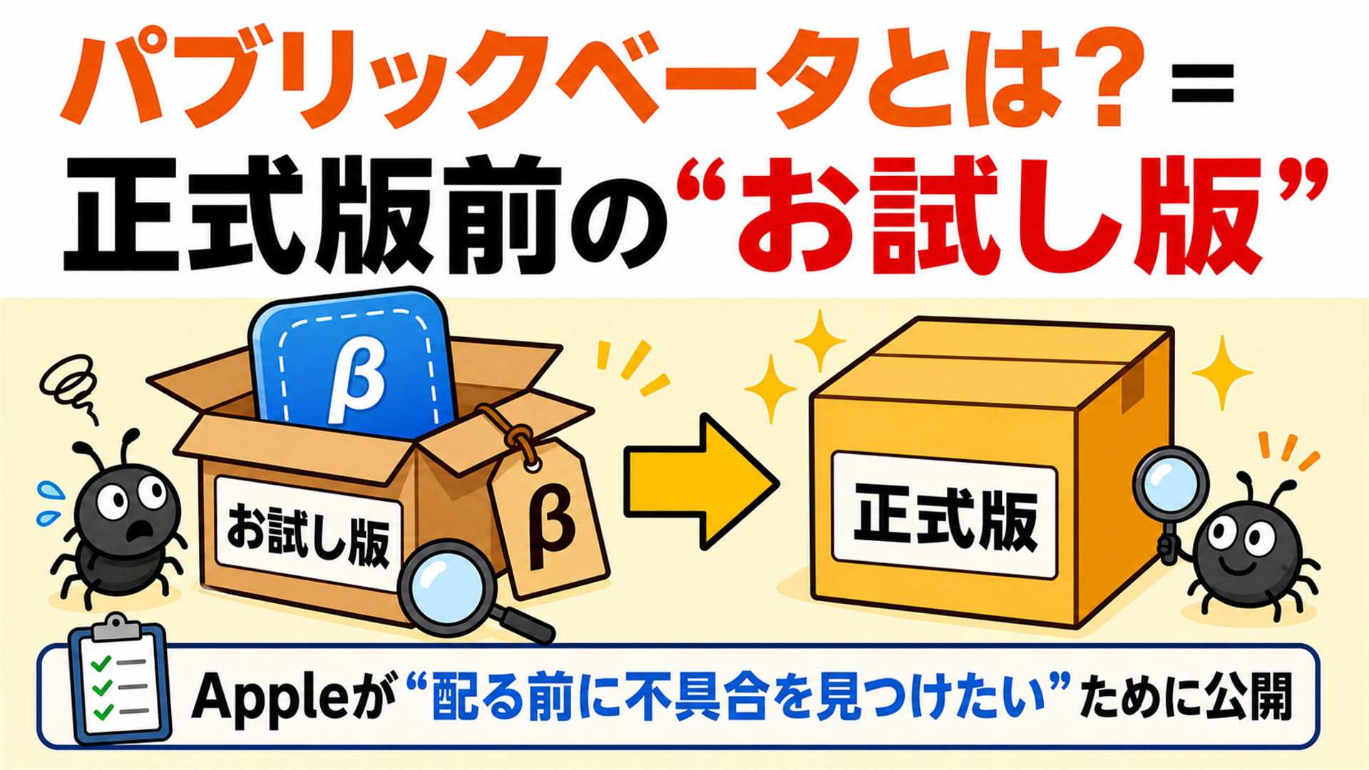 パブリックベータは正式版になる前のお試し版 Apple公式の仕組み