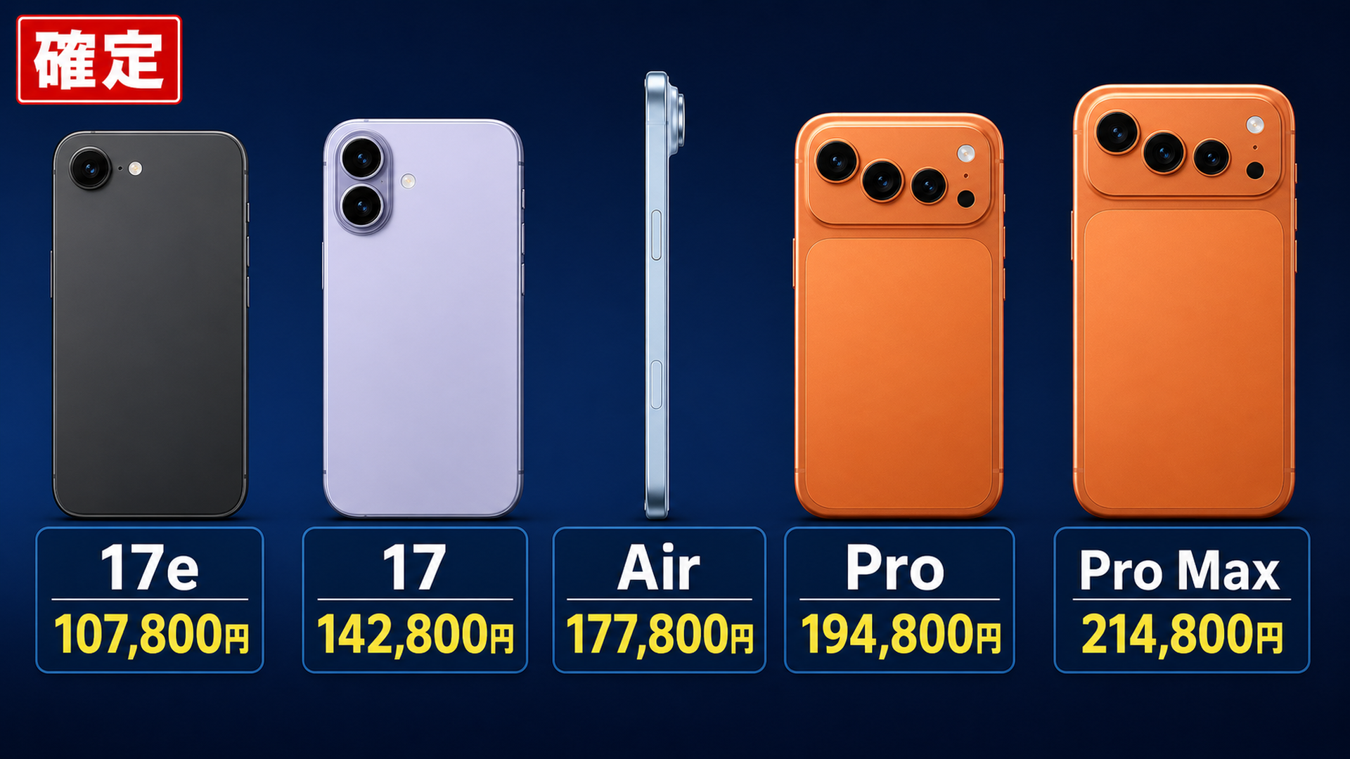 iPhone全機種の新価格 17e 17 Air 17Pro 17ProMax