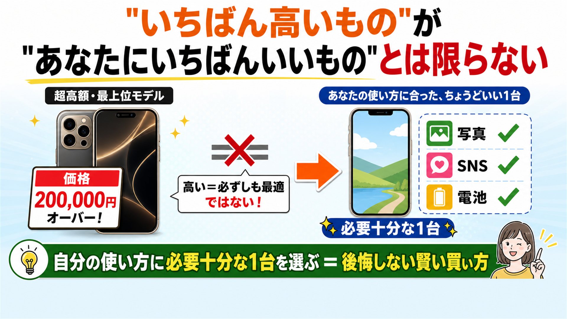 いちばん高いものがあなたにいちばんいいとは限らない 必要十分を選ぶ