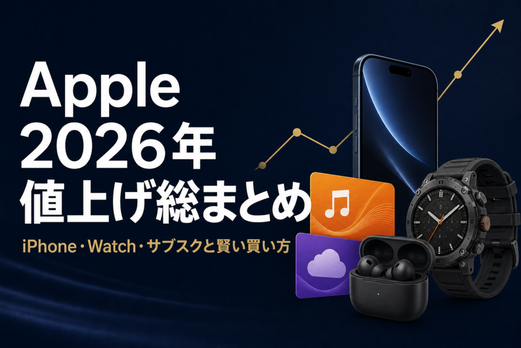Apple 2026年ぜんぶ値上げ総まとめ iPhone Watch AirPods サブスク 本体は円安 サブスクはライセンス料 賢い買い方