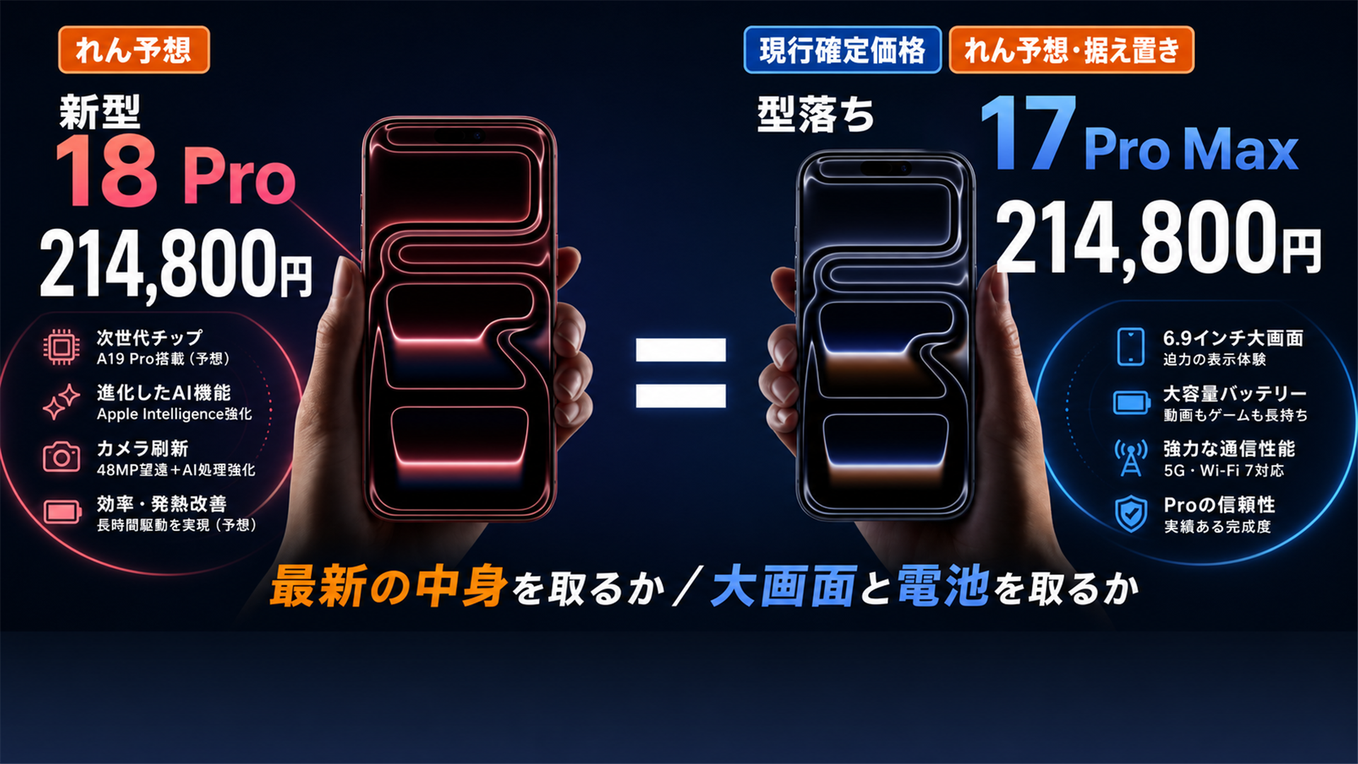 新型18 Proと型落ち17 Pro Maxが同じ214800円になる予想