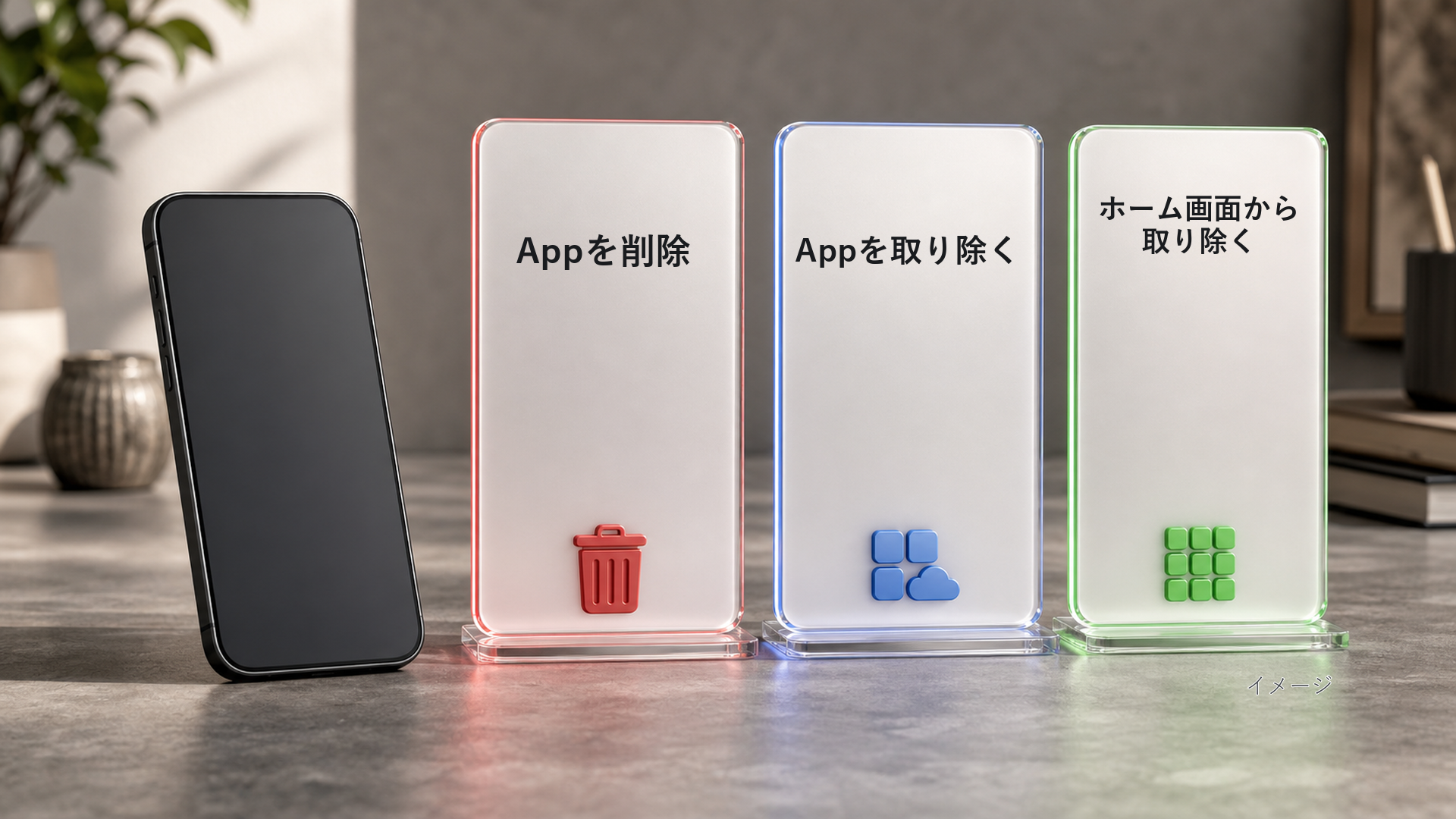 アプリの消し方は3つあって意味がぜんぜん違う
