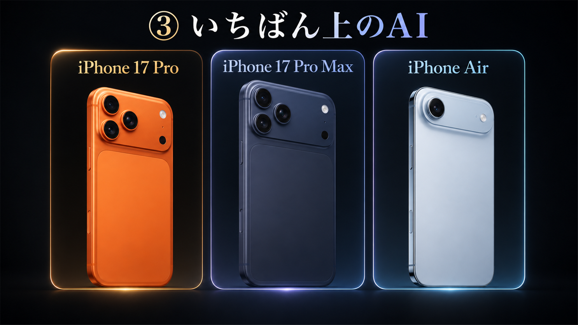 いちばん上のAIが使えるのはiPhone 17 Proと17 Pro MaxとiPhone Air