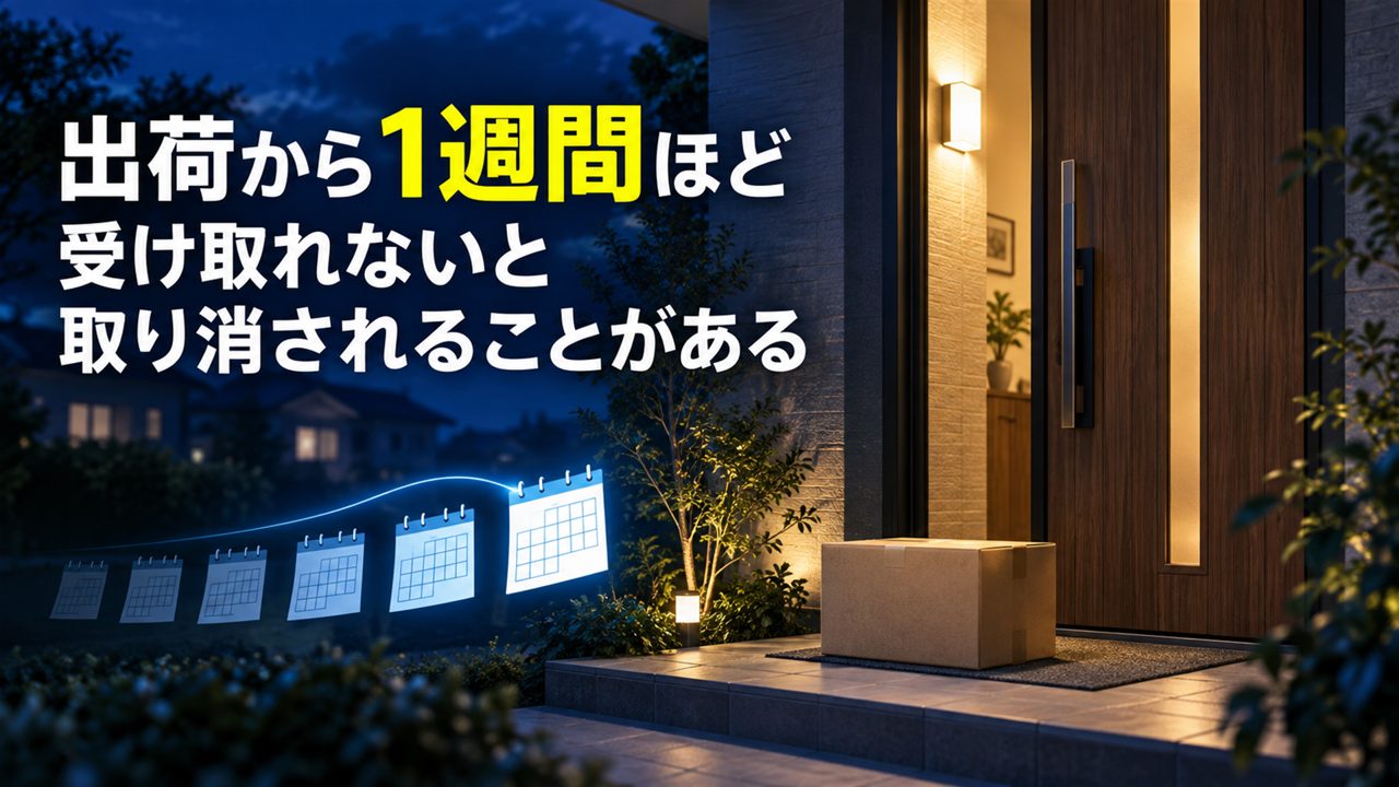 出荷から1週間ほど受け取れないと取り消されることがある