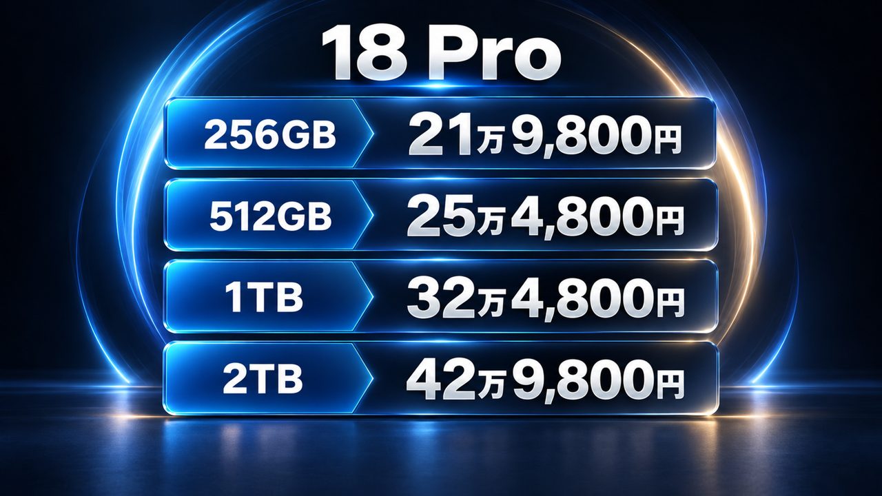 iPhone 18 Proの容量別の値段
