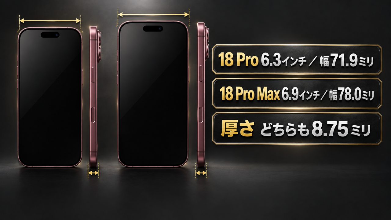 18 Proと18 Pro Maxの画面と幅