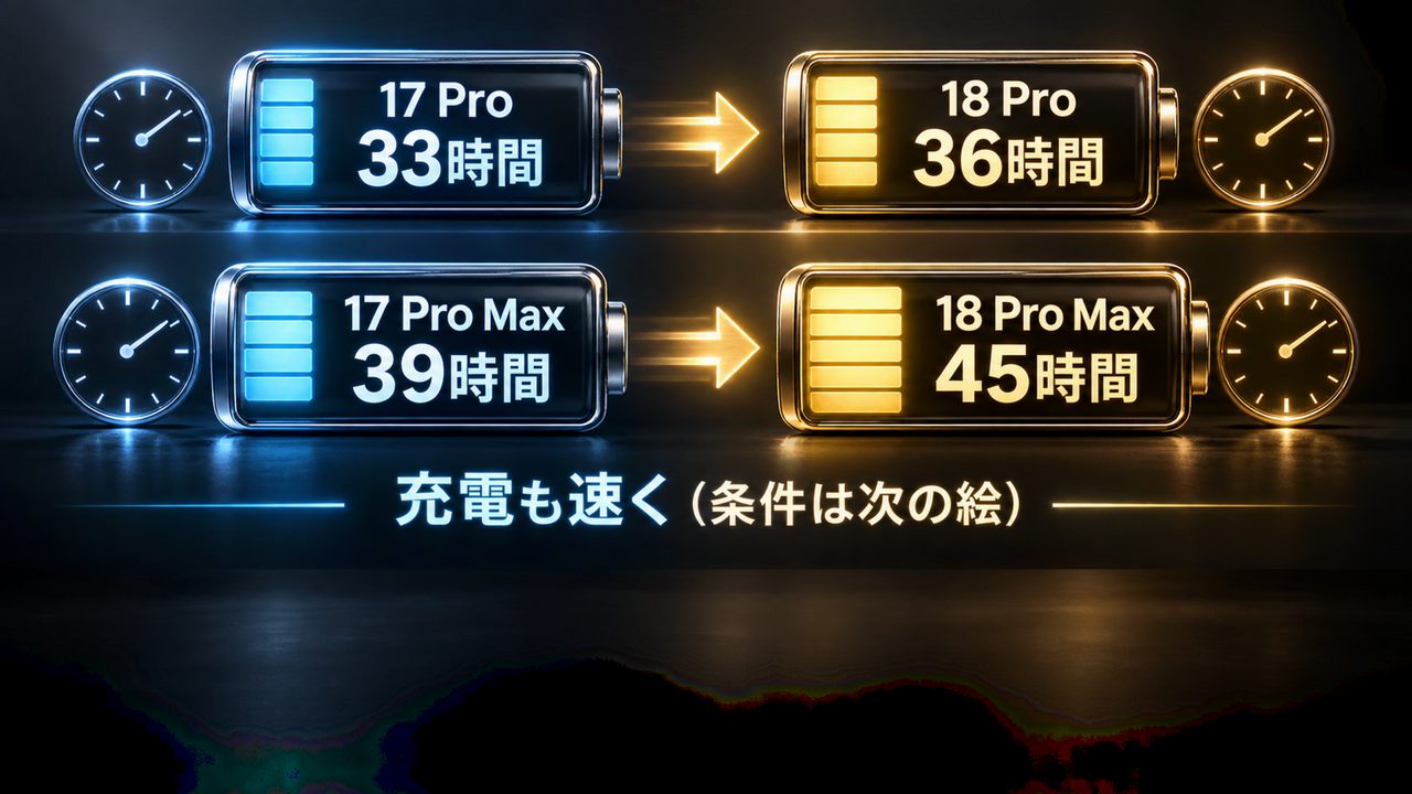 17 Proと18 Proの電池の比較